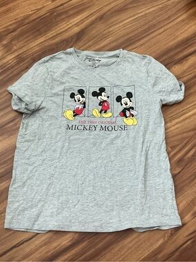 Disney Gray Mickey Mouse Trio Graphic Tee with Red & Yellow Accents